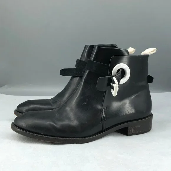 Acne Studios Women’s Black Leather Ankle Boots Size 37 - Picture 4 of 10